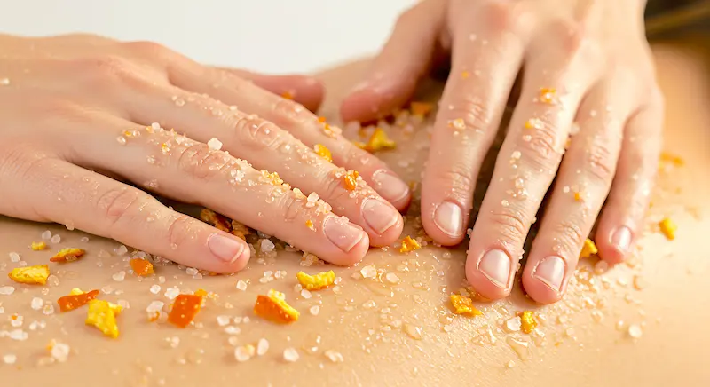 Salt Scrub on a person's back