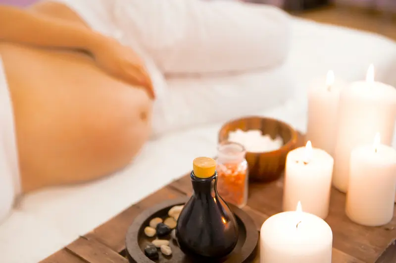 Baby Belly on a massage table