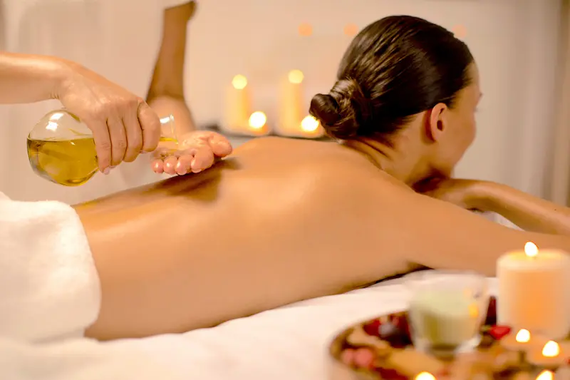 Client enjoying a back massage